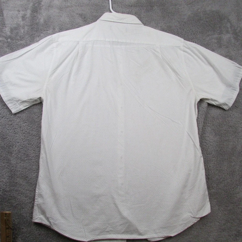 Beverly Hills Polo Club Shirt Mens Large White‎ Polka Dot Short Sleeve Button